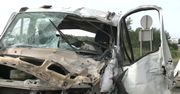 Wypadek dwóch ciężarówek i auta dostawczego
