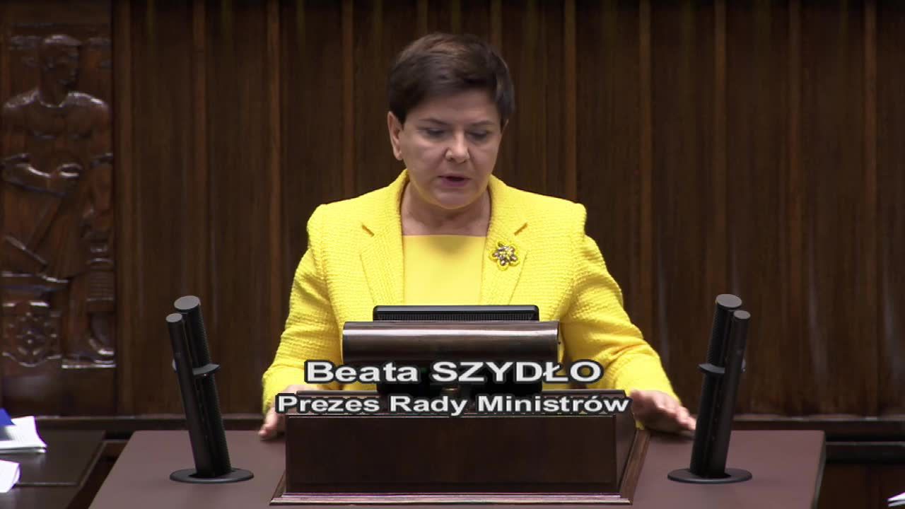 B. Szydło: Wniosek PO obraża inteligencję Polaków, zabiera czas Sejmowi