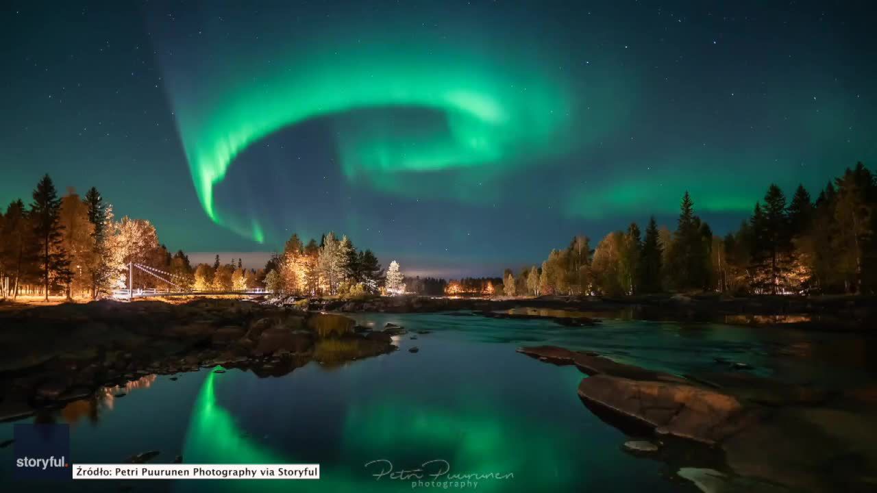 Widowiskowa zorza polarna nad Finlandią