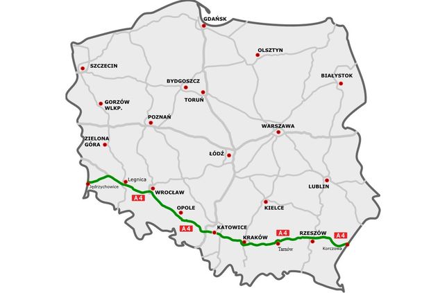 Autostrada A4 jest częścią E40, czyli najdłuższej trasy międzynarodowej w Europie