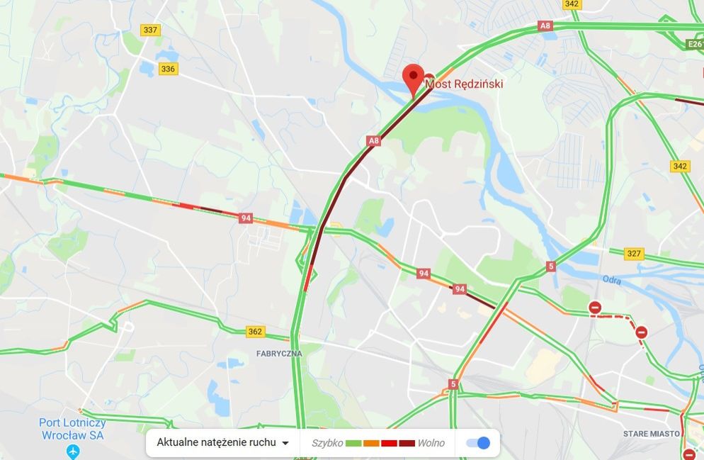 Wrocław. Karambol na AOW. Spore utrudnienia, korek ma ponad 8 kilometrów