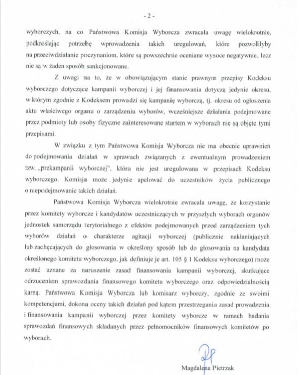 Pismo otrzymane od PKW 