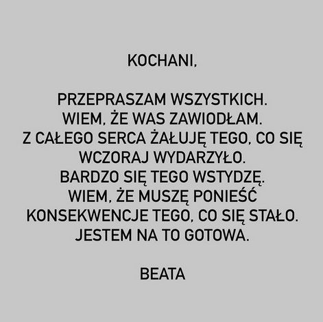 Beata K. wydała oświadczenie