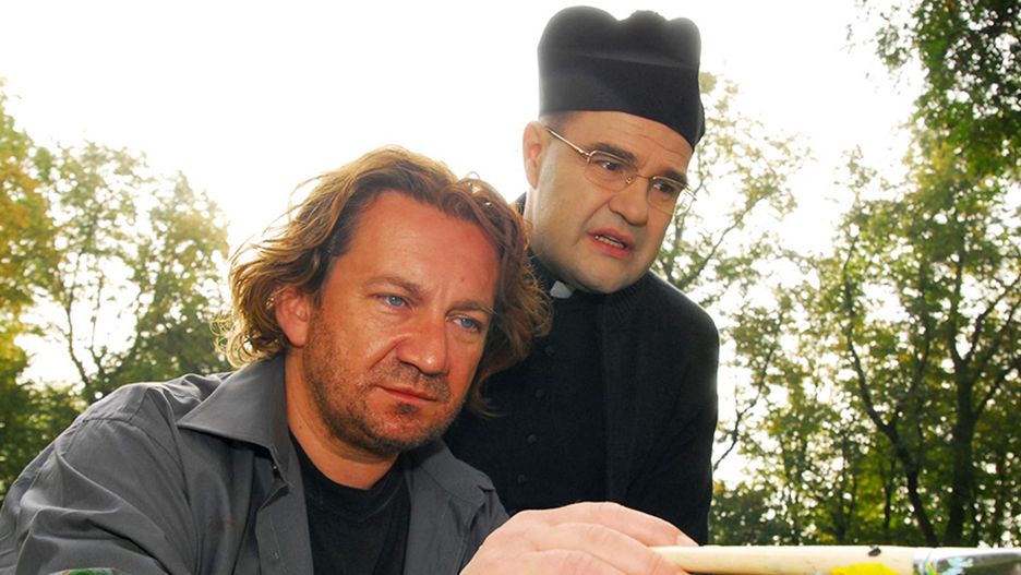 Paweł Królikowski i Cezary Żak w serialu "Ranczo".