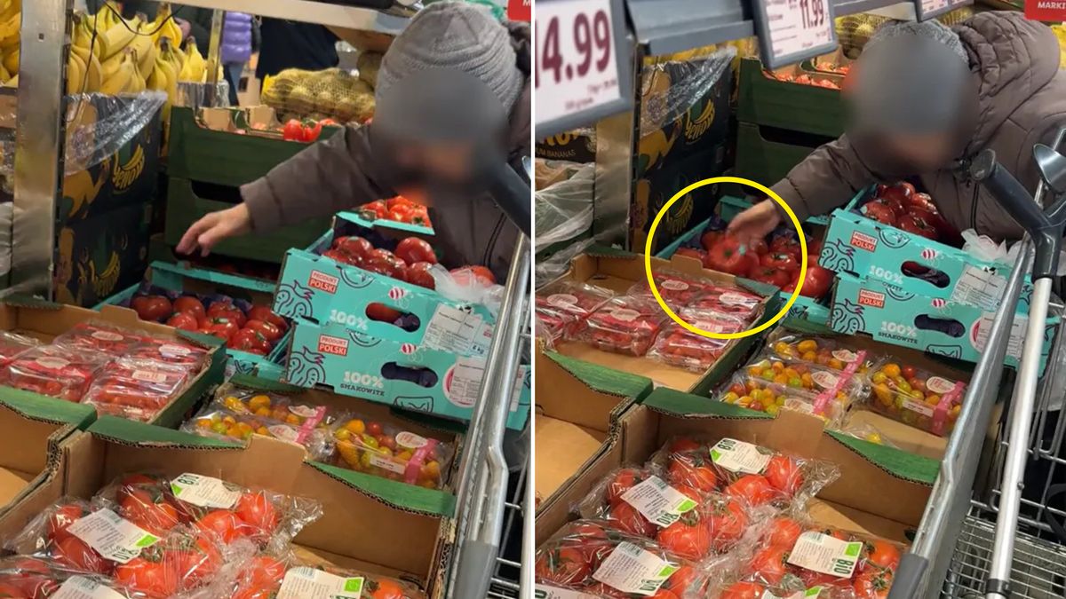 Nagrał starszą kobietę, jak przerzucała pomidory.