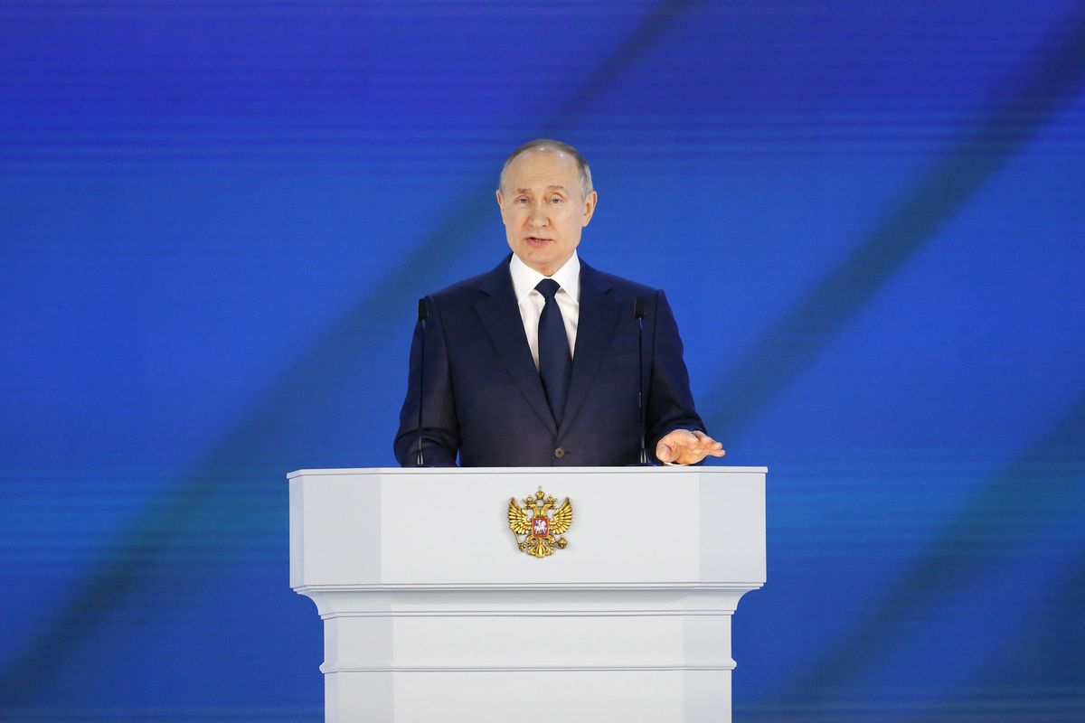 Władymir Putin podczas przemówienia przez Zgromadzeniem Federalnym
