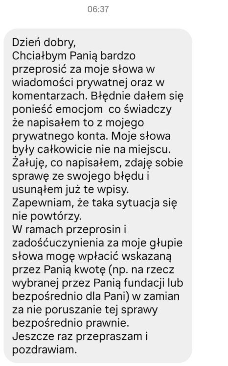 Agnieszka Gozdyra pokazała wiadomość od hejtera