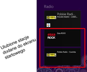 Ulubione stacje na ekranie startowym