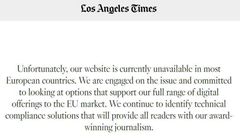 Po wejściu RODO strony amerykańskich mediów niedostępne dla Europejczyków, blokady na „LA Times” i „Chicago Tribune”