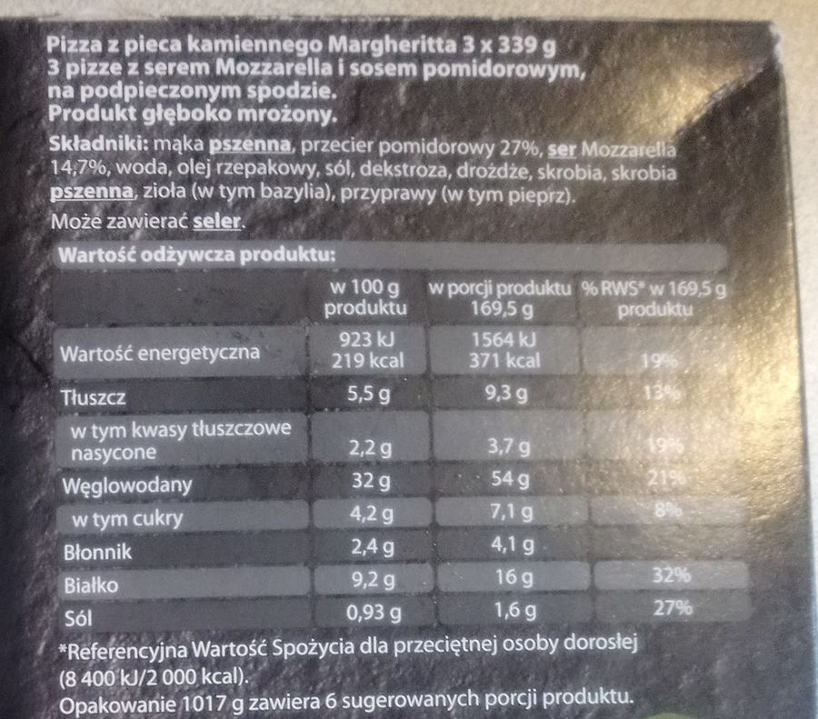 Pizza margherita - Donatello - 1017 g