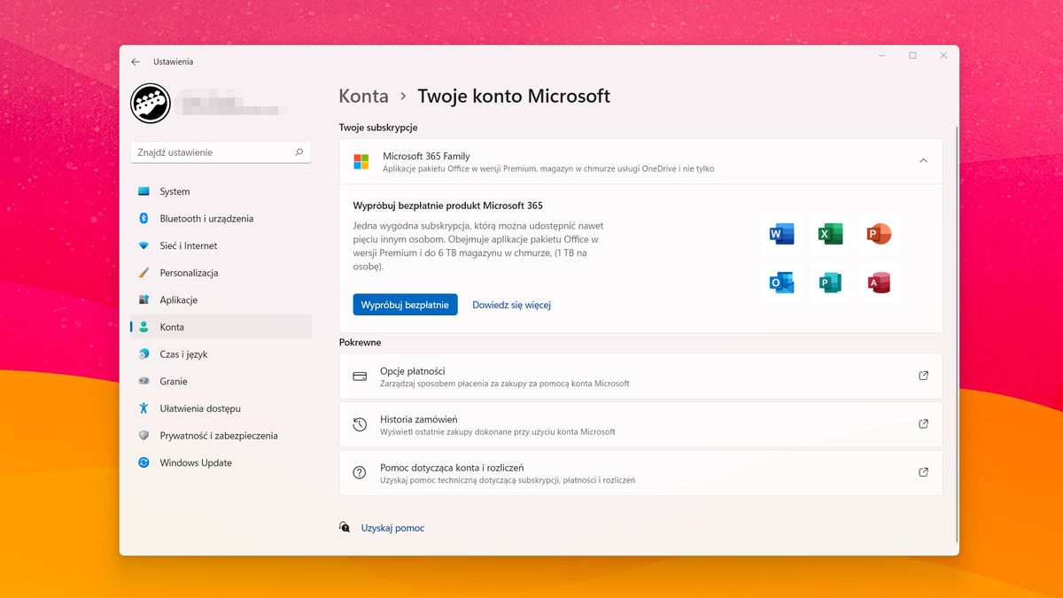 Ustawienia konta Microsoft w Windows 11