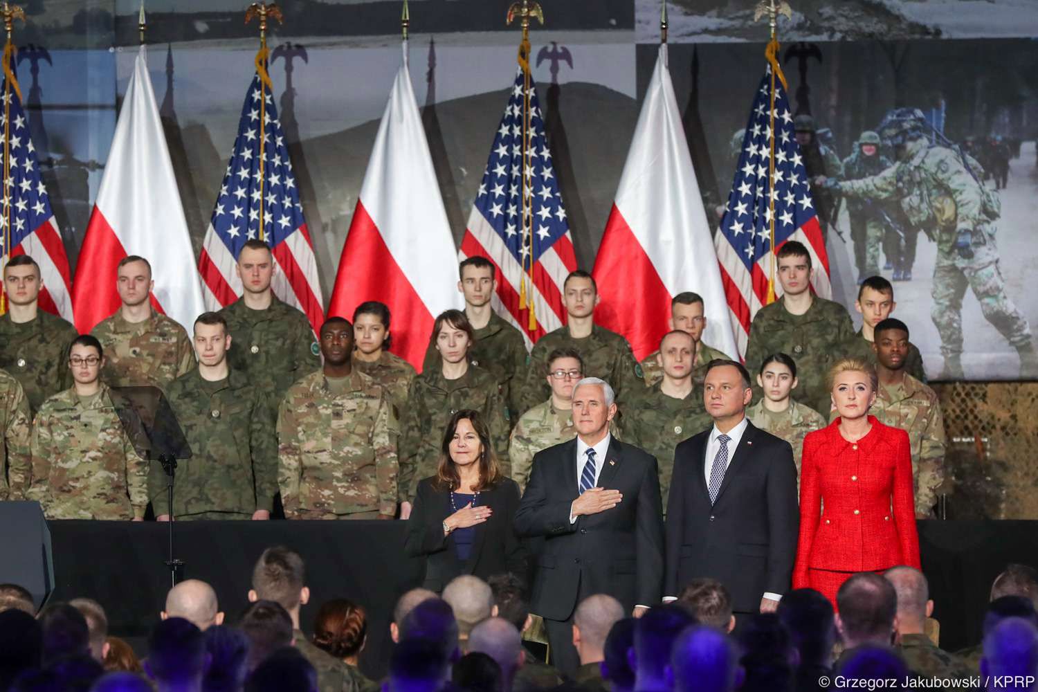 Agata Duda na spotkaniu z wiceprezydentem USA, Michaelem Pencem