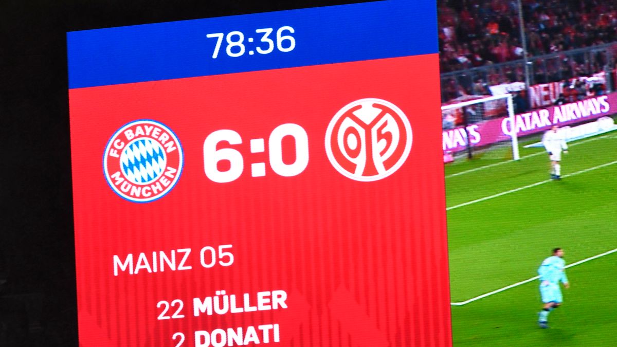 wynik meczu Bayern Monachium - 1FSV Mainz na tablicy świetlnej
