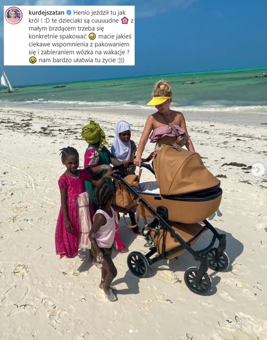 Barbara Kurdej-Szatan reklamuje wózek na Zanzibarze