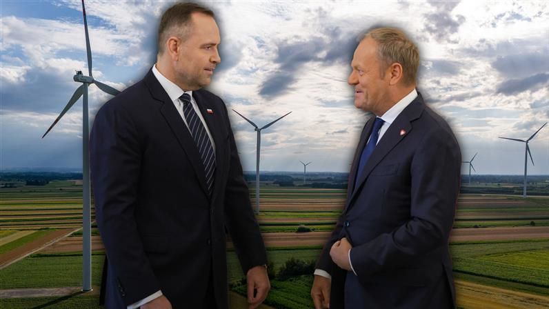 Karol Nawrocki spiera się z Donaldem Tuskiem o wiatraki