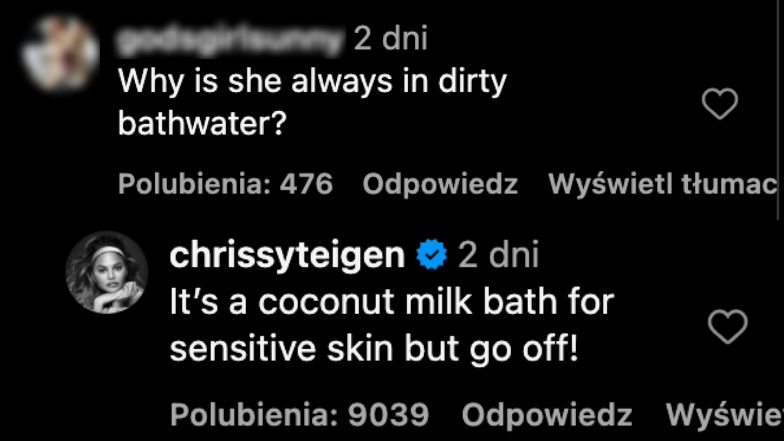 Chrissy Teigen odpowiada na krytykę po zdjęciu z dziećmi w wanni