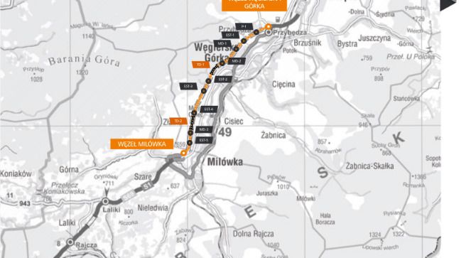 Ze wględu na górzysty teren wykonawca będzie musiał wybudować m.in. dwa tunele o łącznej długości 1,834 km