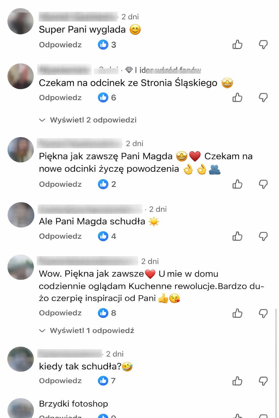 Komentarze pod wpisem Magdy Gessler 