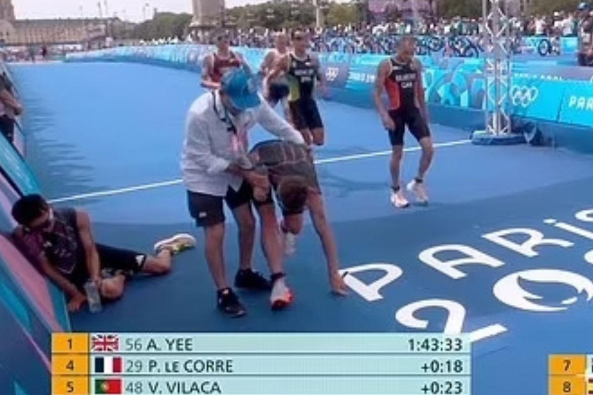 A triathlete vomited after the race