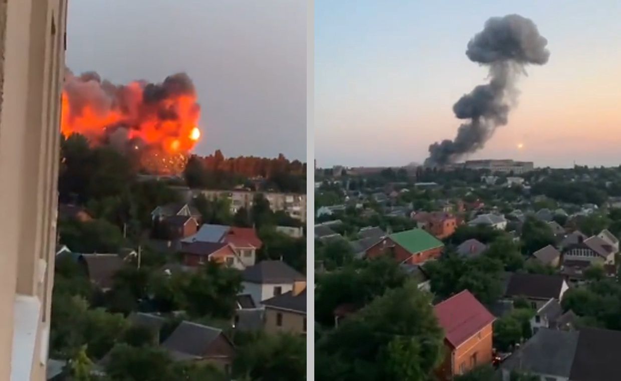 Wojna w Ukrainie. Eksplozje w Dnieprze i Krzemieńczuku. "Zostańcie w schronach". Na zdjęciu pożary w mieście Dniepr