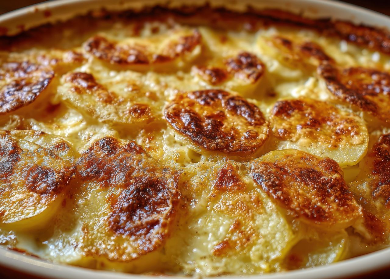 Układam w naczyniu i zalewam kremowym sosem. Większość pracy wykonuje za mnie piekarnik