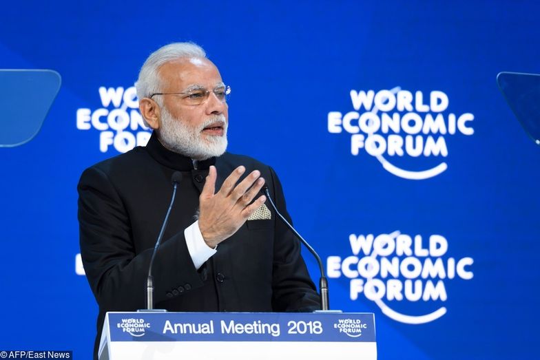 Narendra Modi, premier Indii, w przemowie na otwarciu Forum Ekonomicznego w Davos.