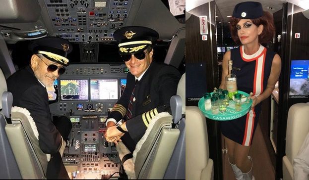 George Clooney i Cindy Crawford przebrali się na Halloween za... pilota i stewardessę!