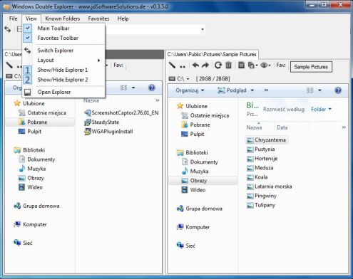 Windows Double Explorer - inny widok