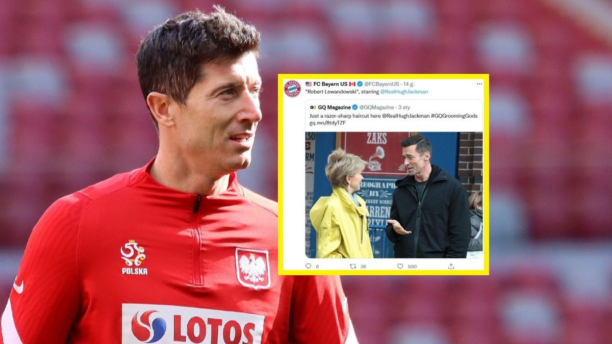 Robert Lewandowski, na małym zdjęciu: Hugh Jackman