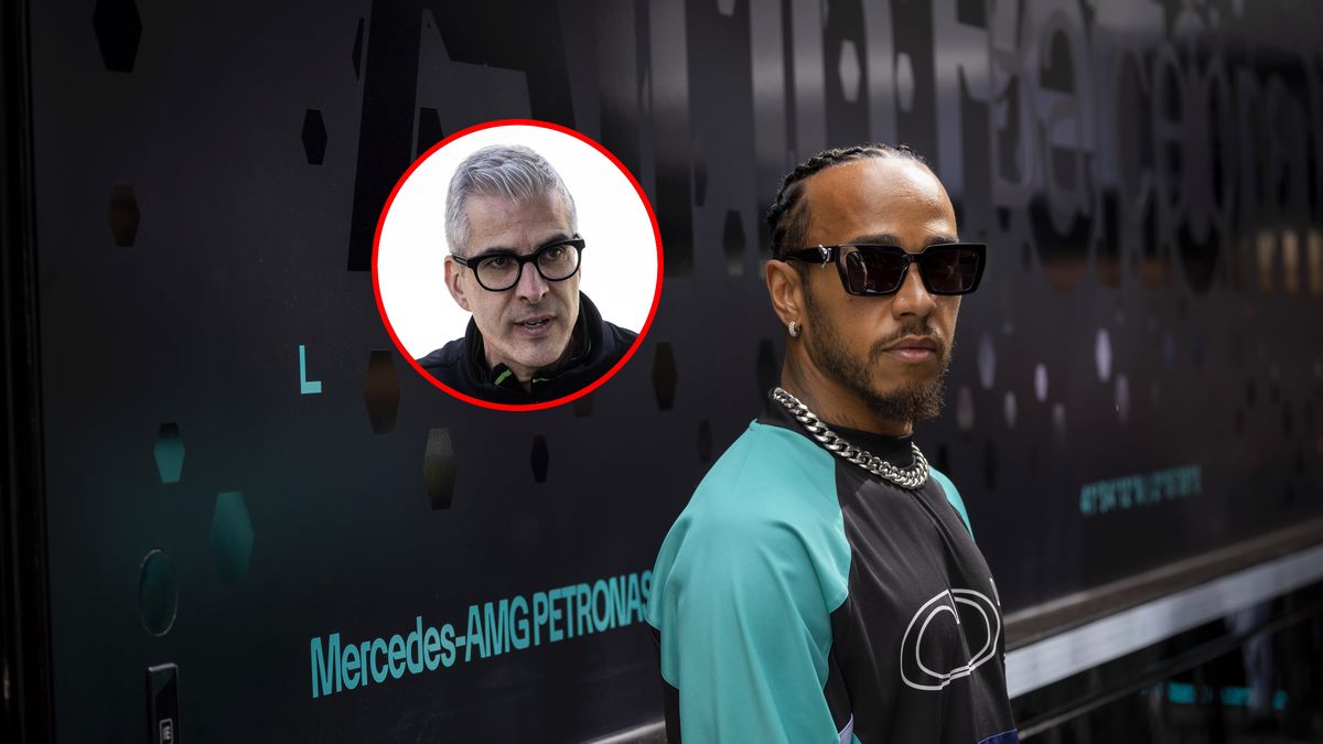 Materiały prasowe / Mercedes, Stake F1 Team / Na zdjęciu: Lewis Hamilton, w kółku Alessandro Alunni Bravi