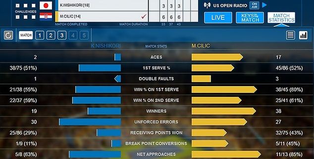 Statystyki finału US Open 2014