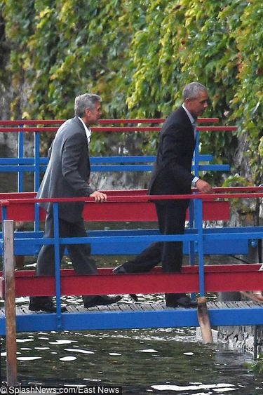 George Clooney and Barack Obama are seen at Lake Como on June 23, 2019 in Cernobbio, Lake Como, Italy.    Pictured: George Clooney and Barack Obama      World Rights, No France Rights, No Italy Rights, No Switzerland Rights