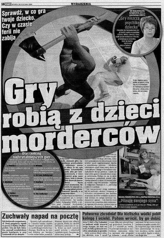 Fakt: Gry robią z dzieci morderców