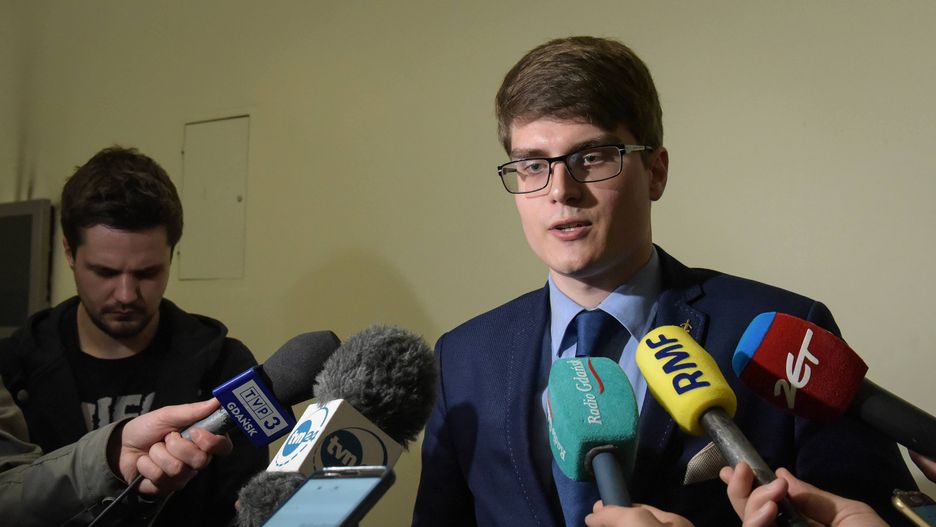 Aleksander Jankowski po rozprawie z Pawłem Adamowiczem w kwietniu 2018