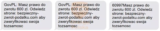Przykłady fałszywych SMS-ów