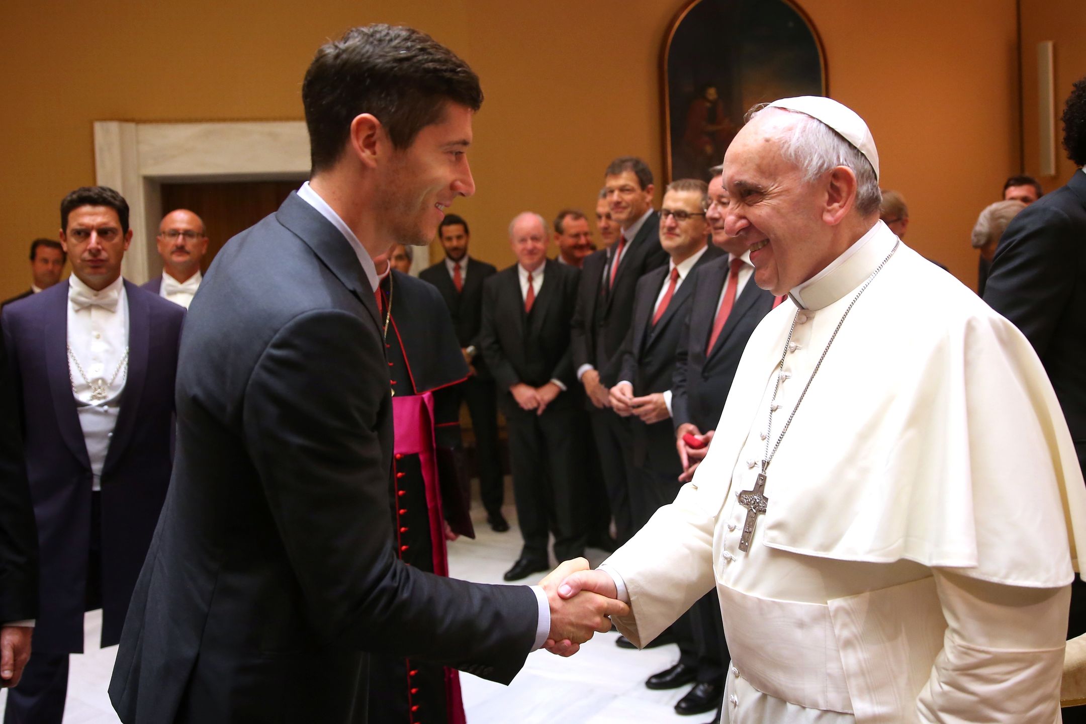 Robert Lewandowski z papieżem Franciszkiem