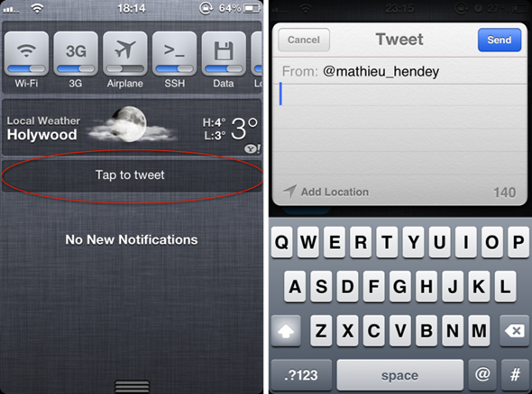 Tweetowanie z centrum powiadomień iOS 1