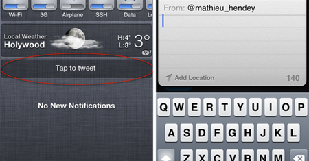 Tweetowanie z centrum powiadomień iOS