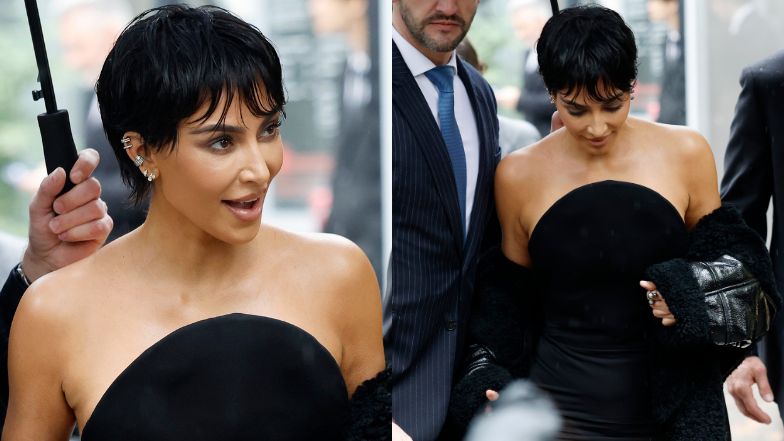 Kim Kardashian w krótkich włosach na Fashion Weeku w Paryżu