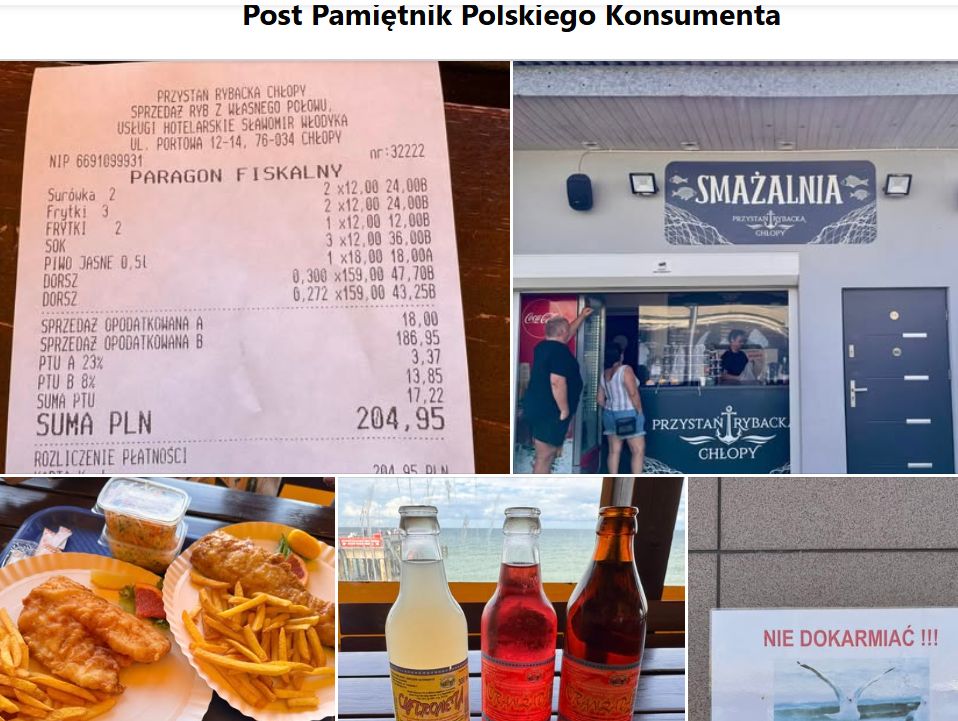 Ponad 200 zł za dwie ryby z dodatkami