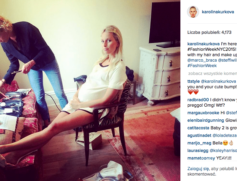 Karolina Kurkova w ciąży na New York Fashion Week 2015