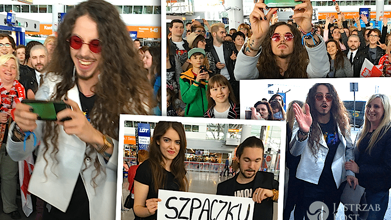 Michał Szpak na lotnisku przed Eurowizją 2016