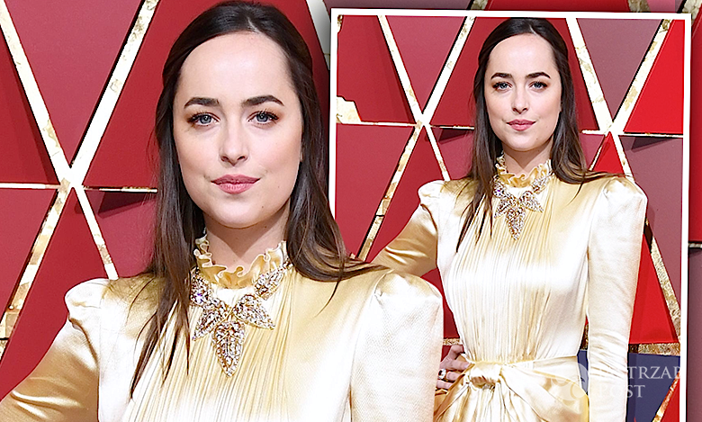 Oscary 2017: Jest to Gucci! Dakota Johnson w złotej sukni. Tym razem nie zachwyciła