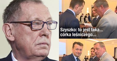 Szyszko wręcza tajemniczą kopertę Błaszczakowi! "To jest taka córka leśniczego..." (WIDEO)