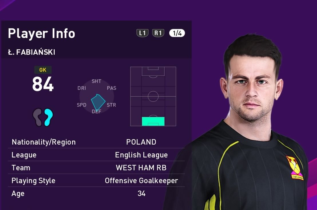 Łukasz Fabiański w "PES 2020" 