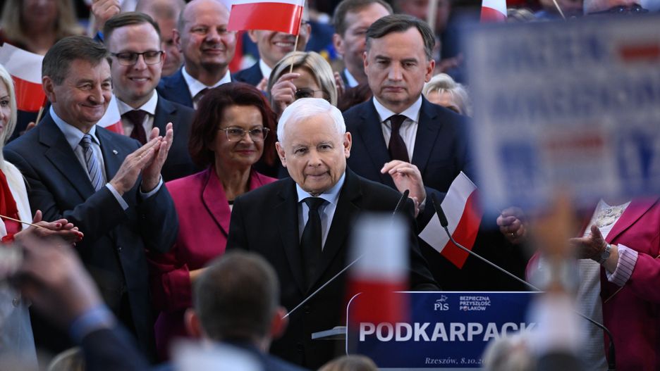 Prezes PiS Jarosław Kaczyński i Zbigniew Ziobro, lider Suwerennej Polski podczas kampanii wyborczej w 2023 roku