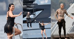 Świeżo poślubieni Kourtney Kardashian i Travis Barker skaczą do morza w ubraniach niczym nastolatki (ZDJĘCIA)