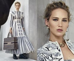 Skupiona Jennifer Lawrence reklamuje Diora w sukni inspirowanej Dzikim Zachodem