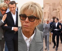 Brigitte Macron wtula się w męża podczas wizyty w egipskiej świątyni (ZDJĘCIA)