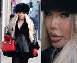 Zalotna Jessica Alves przechadza się ulicami Londynu, demonstrując puchatą czapkę i wąski nosek (ZDJĘCIA)